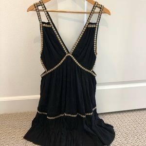 Free People Black Dress with Gold Accents SZ: M